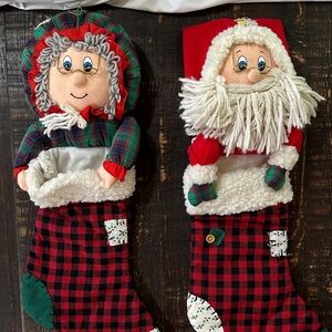 Plaid Santa and Mrs. Claus Christmas Stockings